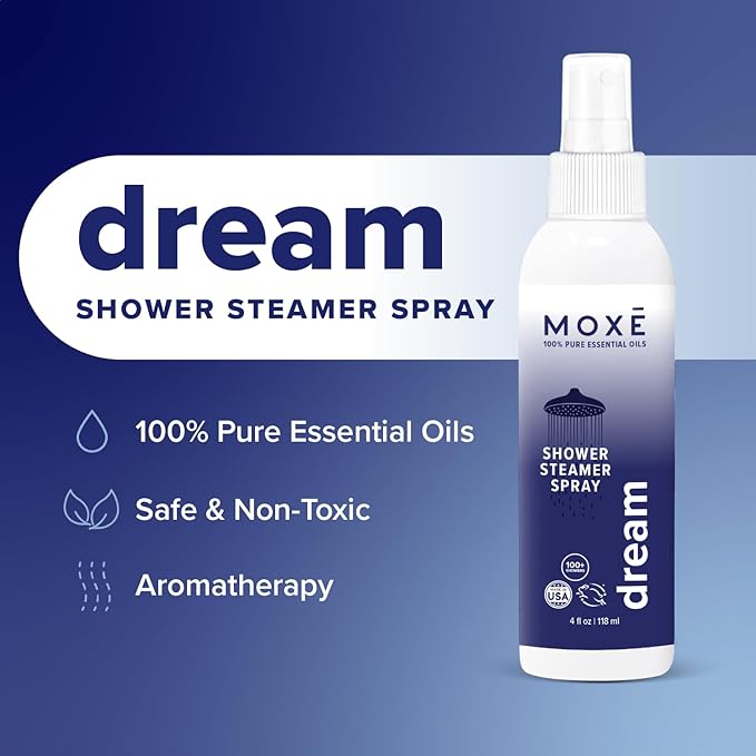 MOXE Shower Steamer Spray Essential Oils Natural Sleep Aromatherapy Made in USA (Breathe &amp Dream 4 Ounces 2 Pack)