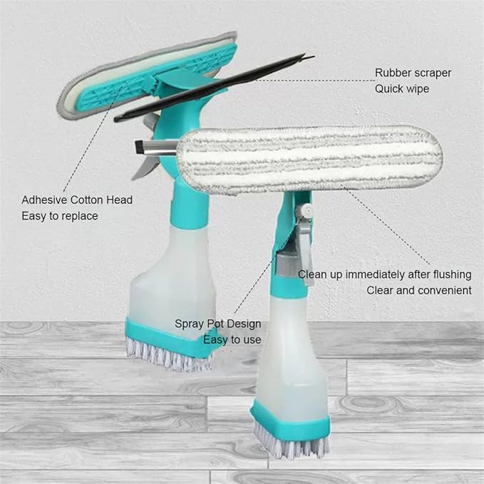 Glass Window Wiper Soap Cleaner Rubber Scraper Mirror Bathroom Wall Cleaning Brush with Sponge Brush Head BottleWhite 27 * 10 * 31cm