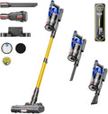 Cordless Vacuum Cleaner 650W 55KPA 70Mins Vacuum Cleaners for Home Self-Standing Stick Vacuum with Removable Battery Wall Mount Charging Anti-Tangle Roller Brush for Pet Hair Carpet All Floors