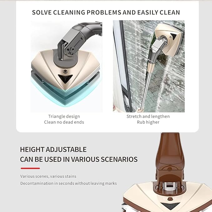 Dual-Sided Magnetic Glass Cleaning Tool: 360° Rotating Head &amp Extendable Pole for High-Rise Windows 5-35cm Coverage