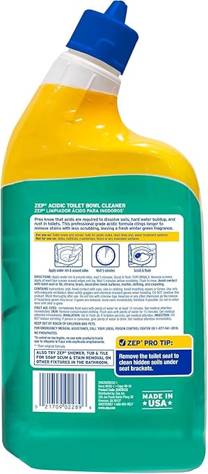 Zep Acidic Toilet Bowl Cleaner - 32 oz (Case of 4) - ZUATBC324 - Experience the Ultimate Cleaning Power with Our 2x Thicker Clinging Formula Designed to Deliver a Professional-Quality Clean