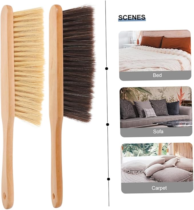 4pcs Wooden Hand Broom Handle Dust Brush for Deep Cleaning Beds Sofas and Furniture Efficient Upholstery Tool for Household Chores