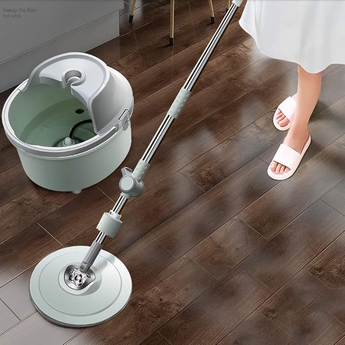 Hands Free Washing Rotating Flat Mop Lazy Round Single Bucket Home Household