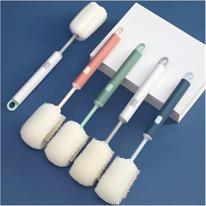 Removable Long Handle Soft Sponge Brush Kitchen Washing Cleaning Tool For Wineglass Bottle Glass Cup(White2)