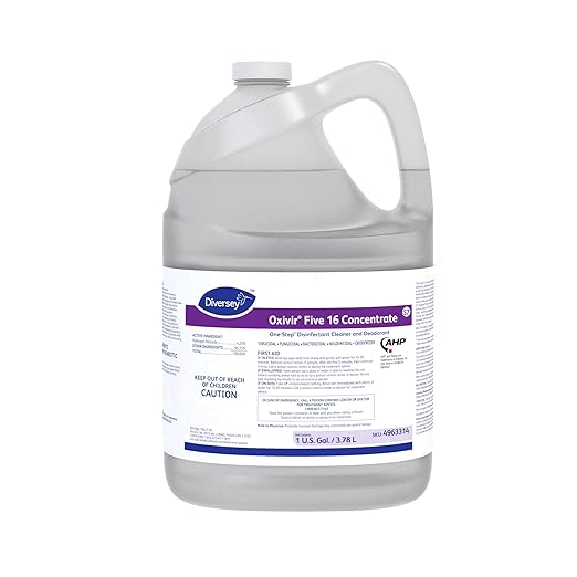 Oxivir Diversey 4963314 Five 16 One-Step Hospital Strength Disinfectant Liquid Cleaner Accelerated Hydrogen Peroxide Concentrate For Home &amp Commercial Use 1-Gallon (Pack of 4)
