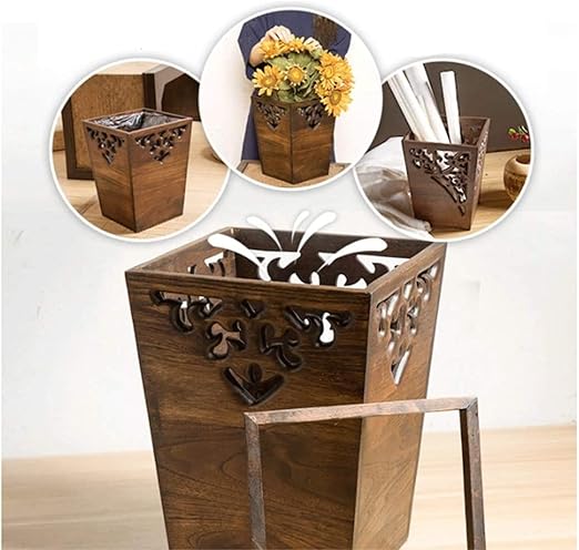 Trash Can Garbage Bin Wood Trash Can Wastebasket Garbage Container Bin for Bathrooms Powder Rooms Home Offices Waste Bins (Color : C Size : 23 * 30cm)