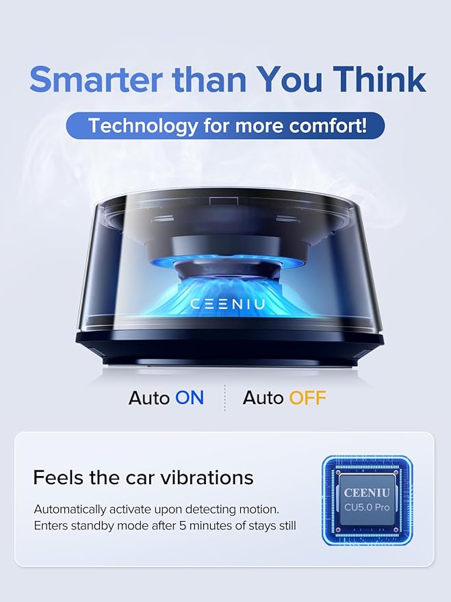 Ceeniu Smart Car Air Fresheners Premium Scenic Fragrance Car Diffuser Auto On/Off Adjustable Intensity Sandalwood Cologne &amp Cherry Blossom Lasts for 4 months 2025 New CF8 Automotive Freshener