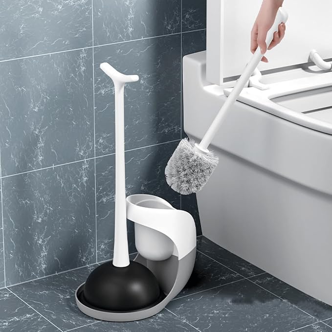 Toilet Plunger and Brush Set Plunger Toilet Brush Combo Bathroom Accessory Sets Bathroom Cleaning Tools Cleaning Brush Ergonomic Grip &amp Compact Storage