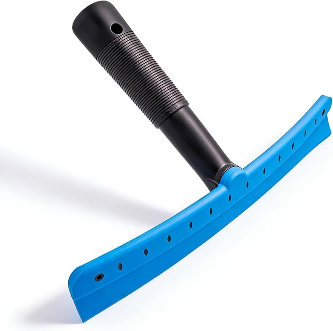 FOSHIO TPU Squeegee 10-Inch Blade with 4 Extension Poles (Extends up to 63 Inches) Anti-Slip Grip Handle Rubber Squeegee Streak-Free Cleaning for Car Windows Shower Doors Mirrors Glass