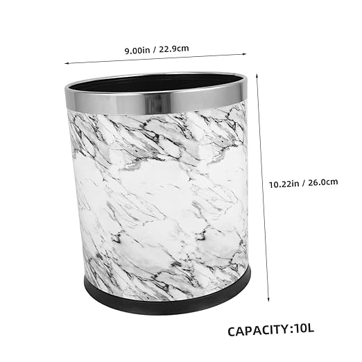 Marbling Trash Can Wastebasket for Home Office Bathroom and Easy to Clean Elegant Design for Bedroom and Dorm Use
