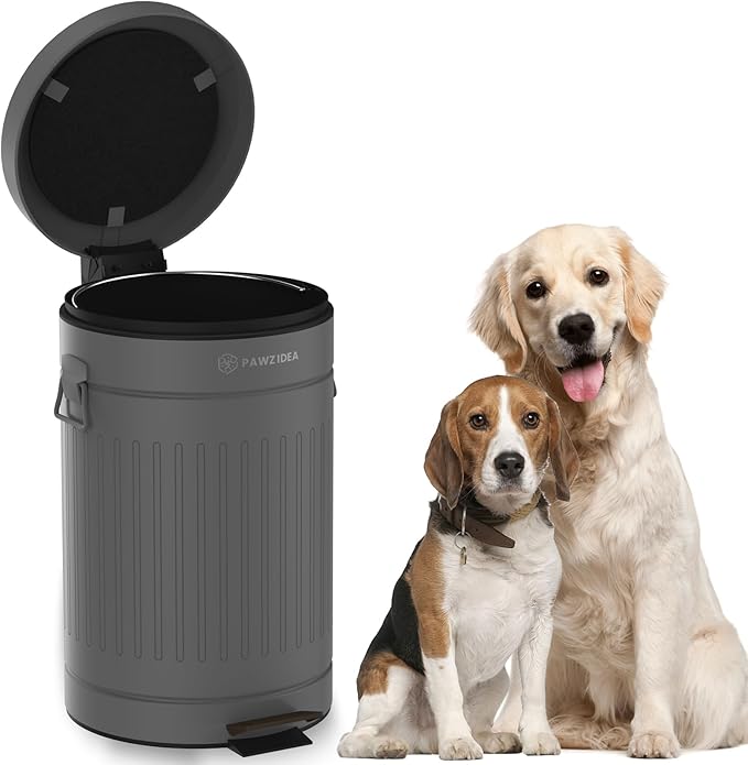 PAWZIDEA Dog Poop Trash Can Outside Odor Control 3.1Gallon Large Pet Poop Can Outdoor with Lid No Smell Waterproof Pet Waste Trash Can Dog Waste Station Step Garbage Can Bin Container BackyardGrey