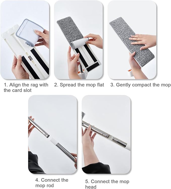 Floor Cleaning Mop – Microfiber Flat Apparatus Stainless Steel Wringer Wet Dry Dust Device with Durabll Reusable Pad | Perfect Use for Home Office Kitchen Bathroom Surfaces Care and Housework