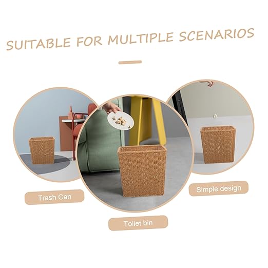 Sosoport Multi Function Storage Basket Wear Resistant Trash Bin for Bedroom Bathroom Kitchen Lightweight Wastebasket Without Lid Decorative Household Organizer and Gift Option
