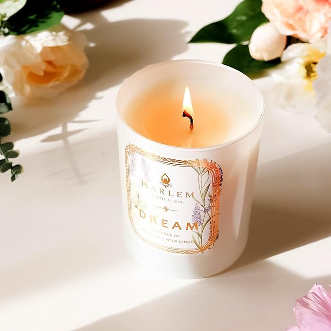 HARLEM CANDLE CO. - Dream - Luxury Scented Soy Candle 11 oz - 80-Hour Burn Time | Lavender Pimento Berry Bergamot Jasmine Wild Ginger Sandalwood | Scented Candles for Home
