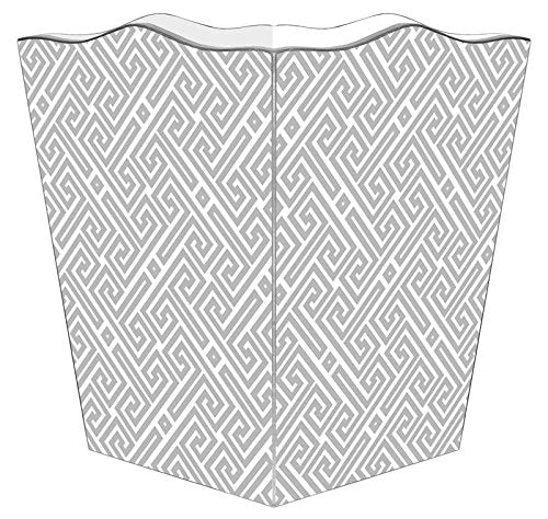 Marye-Kelley WB2654 - Grey &amp White Fret Pattern Wastepaper Basket