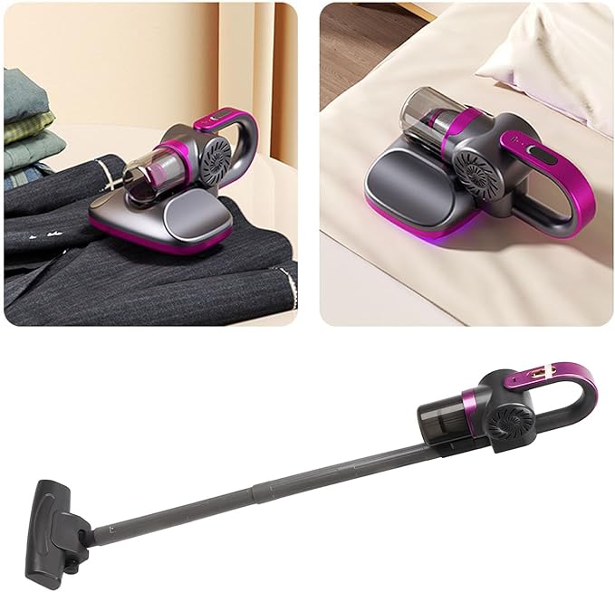 Cordless Mattress Vacuum Cleaner 11Kpa Strong Suction with Sanitizing Light USB Rechargeable for Bed Carpet Sofa