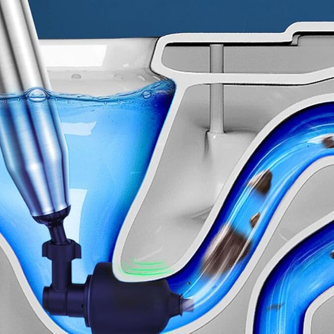 Toilet Plunger Drain Clog Remover with 4 Sized Suckers High Pressure Dredge Plumbing Tool with Barometer Stainless Steel Toilet Dredge for Sewer Pipe Dredging