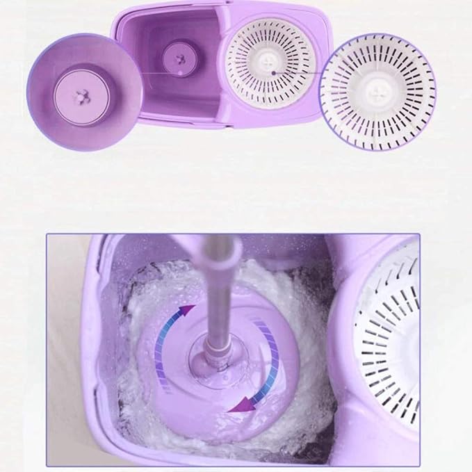 Mop Spin Mop Bucket Floor Cleaning System with Extended Adjustable Handle and 2 Microfiber Pads