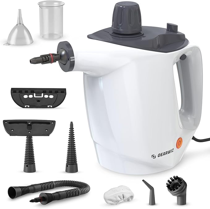 Handheld Steam Cleaner – Multipurpose High-Pressure Steamer with 9-Piece Accessory Set – Powerful Cleaning for Home Kitchen Car and Upholstery – Chemical-Free Surface Cleaner