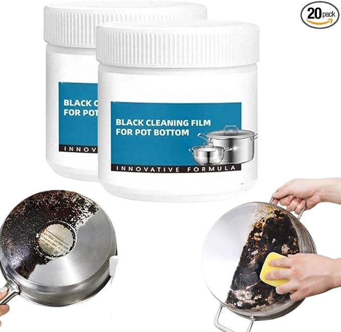9.17oz Powerful Burnt Residue Remover Paste For Cookware Black Cleaning Film ForPot Bottom Stainless SteelBurnt Pot Cleaner Burnt GreaseRemoverFor Cast Iron Pots (2SET)