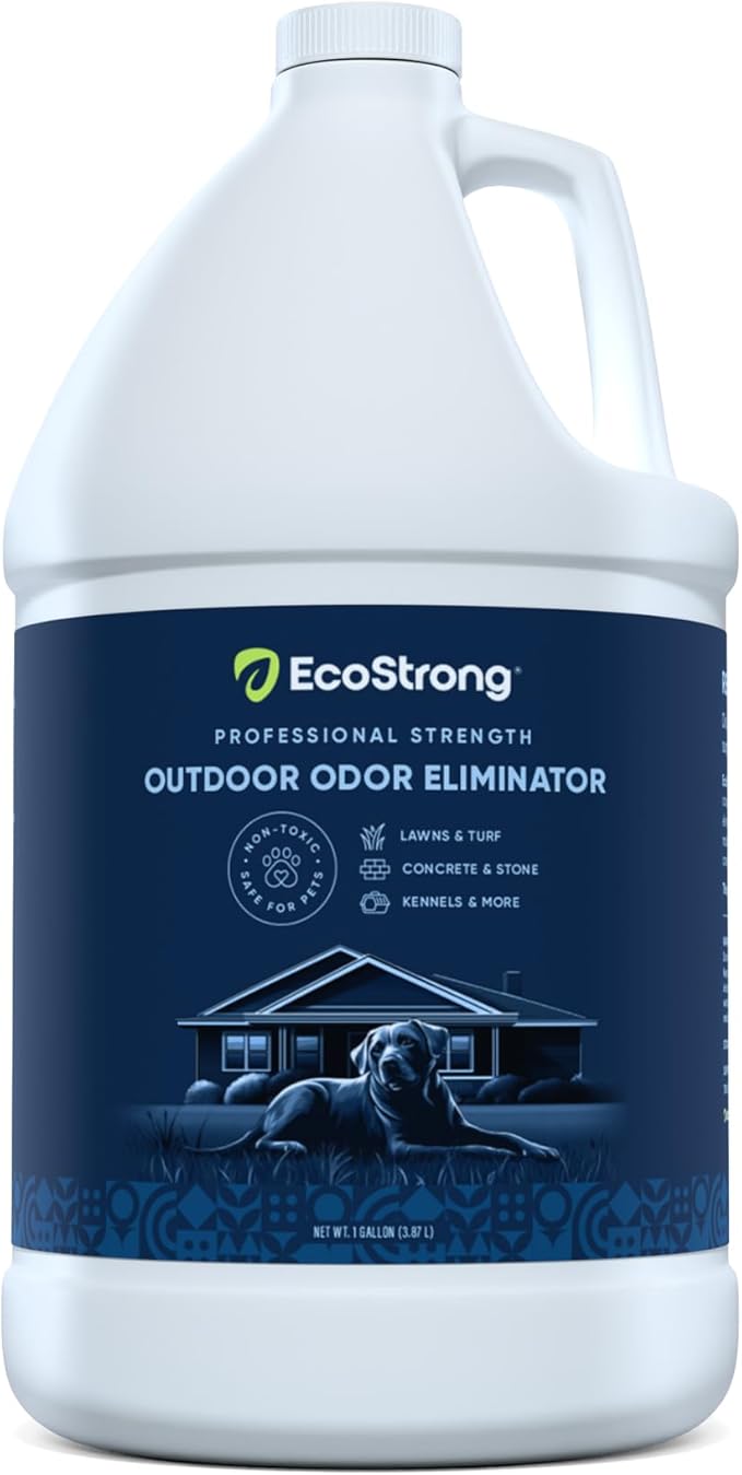 Eco Strong Outdoor Odor Eliminator Outside Dog Urine Enzyme Cleaner Powerful Pet Cat Animal Scent Deodorizer | Professional Strength for Yard Turf Kennels Patios Decks (128 OZ)