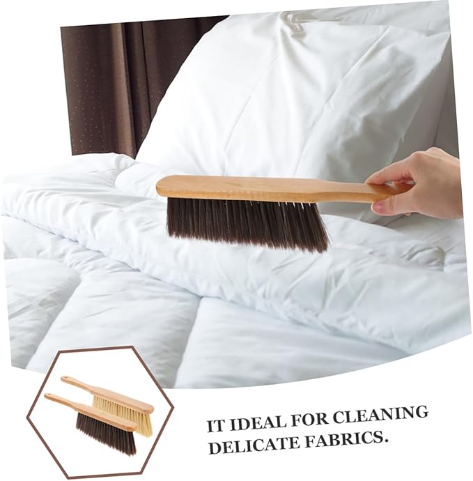 4pcs Hand Broom Brush with Extended Wooden Handle Soft Cleaning Brushes for Efficient Dust Hair Removal Furniture Beds Sofas and Crevices