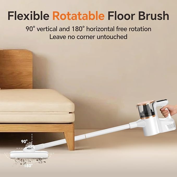 Cordless Vacuum Cleaner Powerful Vacuum Cleaners for Home with Mopping Function Water Tank Stick Vacuum Cordless Rechargeable Lightweight Vacuum for Pet Hair Hard Floors Carpet Gold