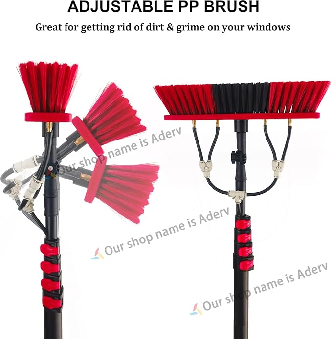 Washing Kit Water-fed Brush W/Soap Dispenser 3.6-6M Window Cleaning Pole Water Fed Telescopic BrushWindow Cleaner EquipmentExtendable Solar Panel Washing Equipmen (35cm Brush Head4.6M)