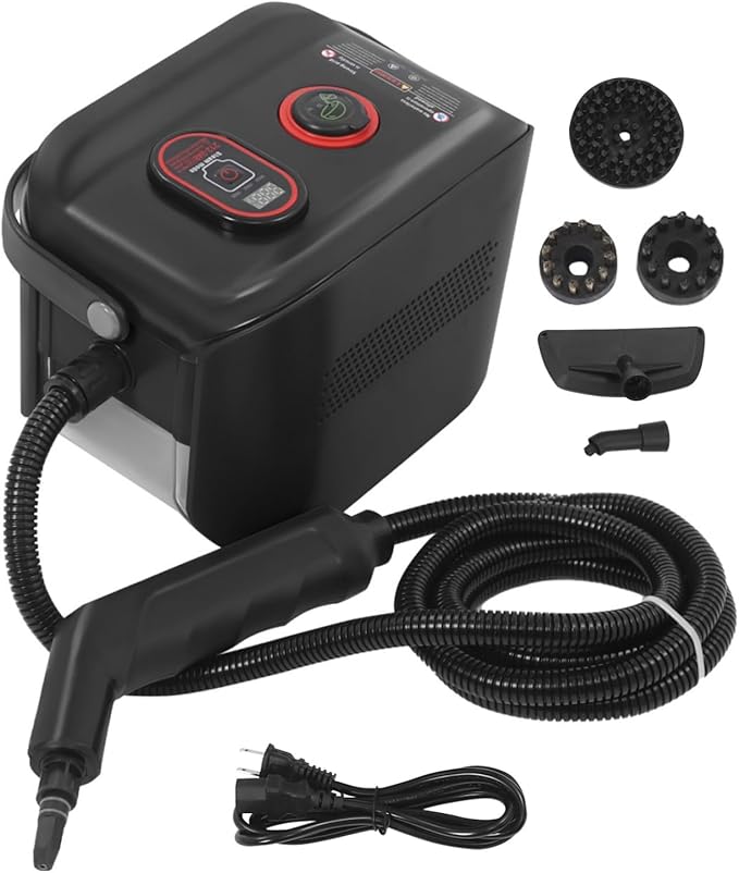 1500W Handheld Steam Cleaner High Pressure 4.5BAR Portable Multi-Purpose Steamer 10s Fast Heat-Up &amp 1.2L/0.32Gal Large Tank for Home Car Detailing Tile Grease Grout (Black)