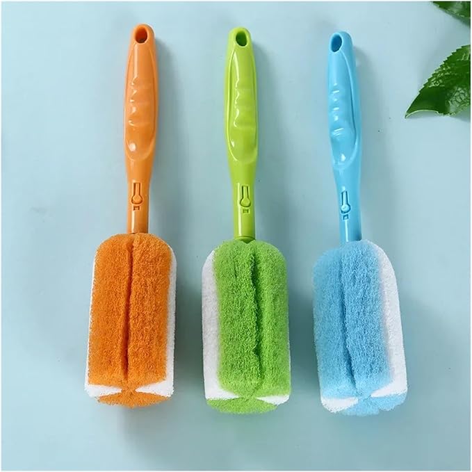 Water Cup Cleaning Brush Long Handle Sponge Washing Kitchen Baby Bottle(Blue)