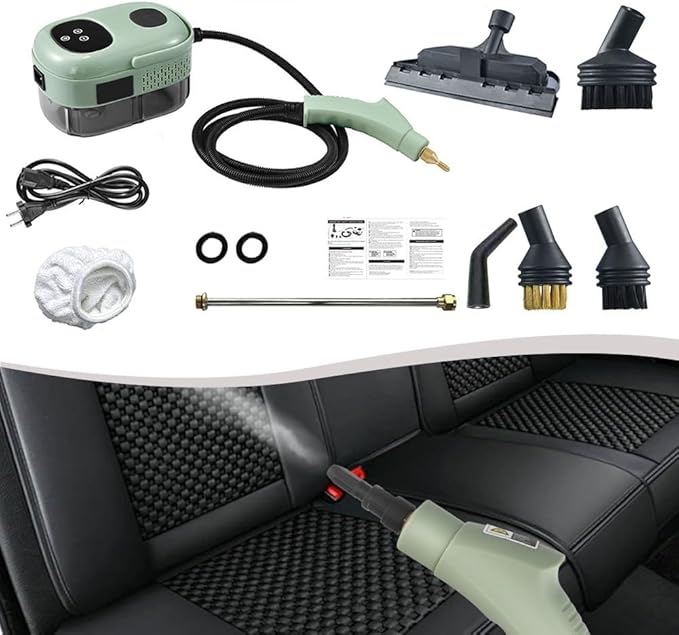 Handheld Steam Cleaner 2500W High-Pressure Portable Steamer for Home Car Furniture Tile &amp Grout Cleaning – Includes 5 Brushes Rag Coils &amp Manual