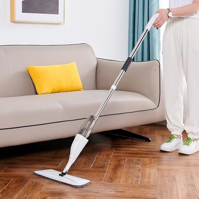 Spraying Water and Mist Flat mop for Household use - one mop can Clean Both Wet and Dry Surfaces Without Hand Washing. Comes with 3 mops.