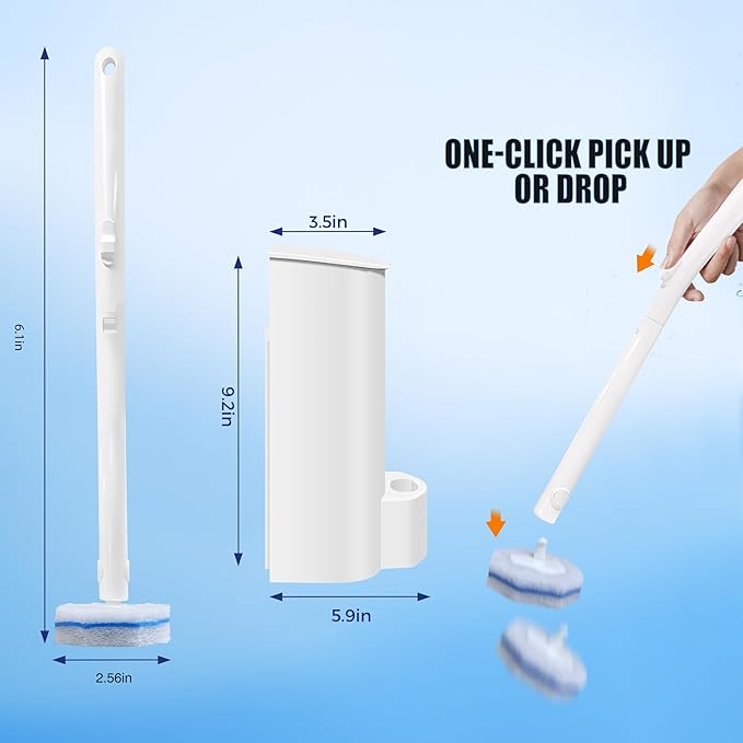 2 Pack Disposable Toilet Brush Set with 60 Refills Wall-mounted Toilet Bowl Wand Kit-2 Extend Toliet Wand 2 Storage Holder&amp60 Disposable Refill Pre-Filled Cleaning Solution for Deep Cleaning Toi