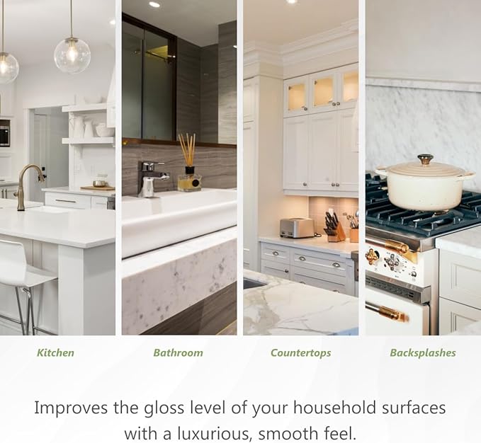 MORE - Stone &amp Quartz Polish - For Granite Marble &amp Natural Stone Countertops - Spray &amp Wipe Streak-Free - Water-Based Formula - Marble &amp Granite Polish - For Indoor &amp Outdoor St
