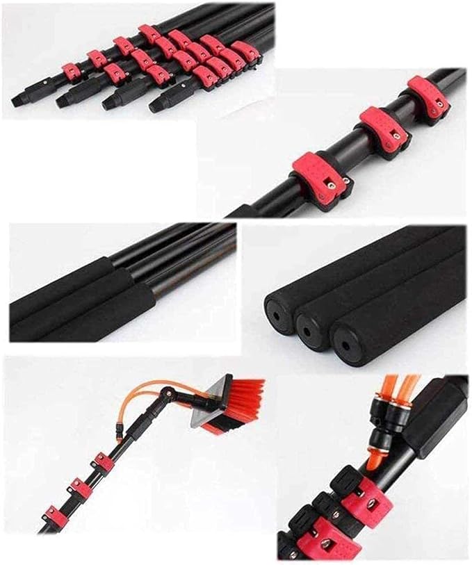 3.6-10.8m Window Cleaning Telescopic Pole Water Fed Extendable Brush Window Cleaner Kit Extendable Solar Panel Washing Equipment Window Cleaning Telescopic Brush (7.2M)