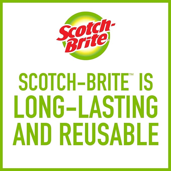 Scotch-Brite Heavy Duty Scouring Pad Dish Scrubber for Kitchen + Outdoor 3 Scrub Pads for Uncoated Pots and Pans Cast Iron Cooktops Grill Grates Oven Racks &amp BBQ Durable Long-Lasting