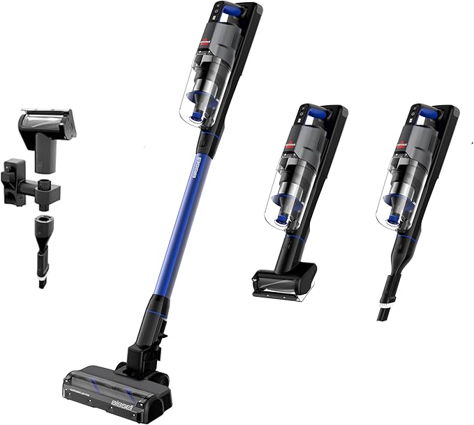 Bissell PowerClean FurFinder 200W Self-Standing Cordless Vacuum w/Tangle Free Brush Roll Strong Suction Removeable Battery Wall Mount Upholstery Tool &amp Bright Headlights