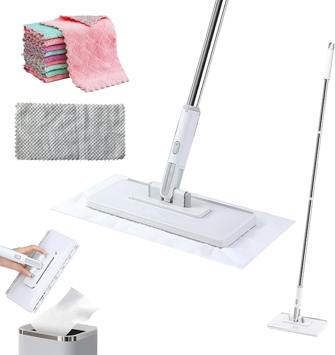 2026 New Upgraded Sweep &amp Mop Kit - Compatible with Swiffer Pads Shark Teeth Snap Grip Mini Mop Durable Hardwood Flooring Marble Cleaning Tools Home and Kitchen EssentialsWith 11 Reuse Dry Cl