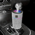 Luxury Rhinestone Car Diffuser Humidifier With LED Light Auto Air Purifier Aromatherapy Diffuser Air Freshener Car Accessories (white)