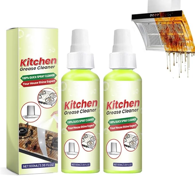 ELEFOCUS 100ml Kitchen Grease CleanerMultipurpose Stubborn Stains Cleaner Lasting Effect Heavy Oil Cleaner For Kitchen Stove Utensils Stubborn Grease Stains Powerful Cleaning (2Pcs)