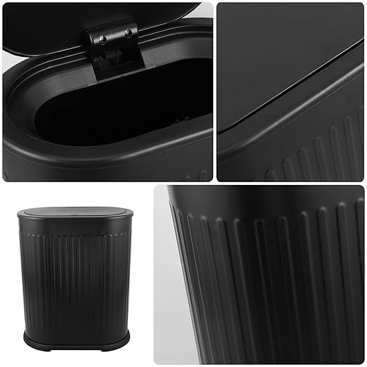 BESPORTBLE Bathroom Trash Can with Odor-Sealing Press Top Lid Narrow Slot Plastic Garbage Bin for Toilet Bedroom Living Space-Saving Stylish Wastebasket for Compact Areas