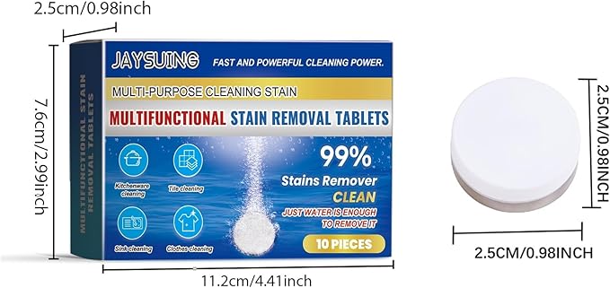 Multi-Purpose Stain Remover Cleaning Tablets - For Kitchen Bathroom Clothes - Removes Rust Grease Dirt Effectively(2PCS)