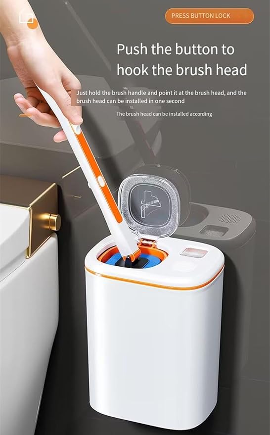 Toilet Brush System with 40 Count Refills Toilet Holder Bowl Wand Brush Cleaning Kit &amp Replacement Cleaner Refill Pads (Toilet Cleaning Kit - Orange)
