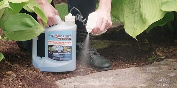 Wet &amp Forget Outdoor Moss Mold Mildew &amp Algae Stain Remover Multi-Surface Cleaner Ready to Use 64 Ounce