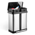 GAOMON Trash Can 2 x 8 Gal Dual Garbage Can &amp Recycle Bin 2 Compartments Includes 2 Removable Inner Buckets Soft Close Lid and Airtight for Home Office Business
