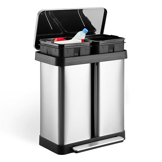 GAOMON Trash Can 2 x 8 Gal Dual Garbage Can &amp Recycle Bin 2 Compartments Includes 2 Removable Inner Buckets Soft Close Lid and Airtight for Home Office Business