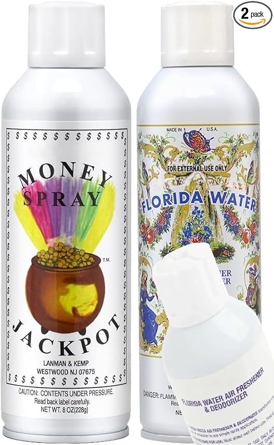 Florida Water Air Freshener &amp Deodorizer 8oz + Money Spray Jackpot 8oz - Lanman &amp Kemp Room Spray