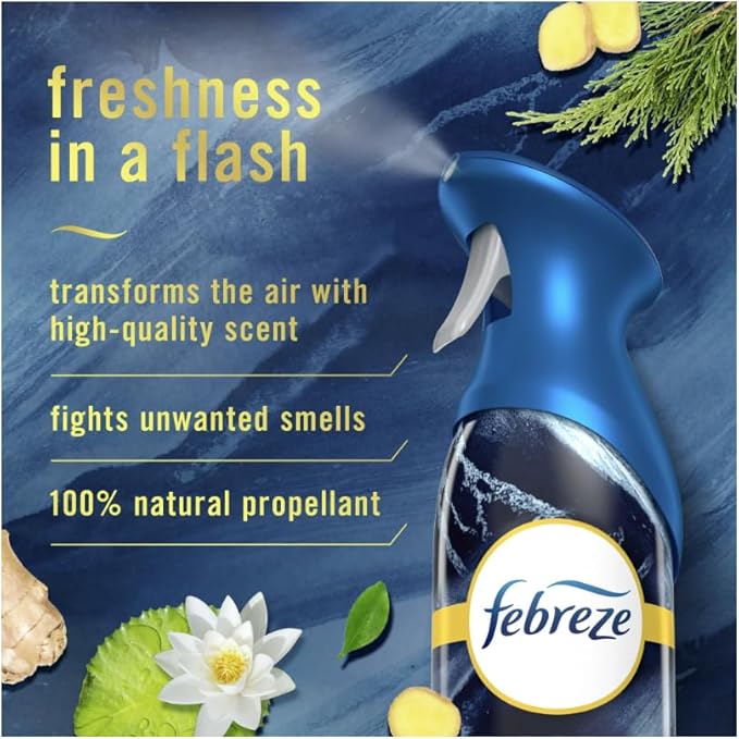 FebreezAir Mist Air Freshener Spray Odor-Fighting Room Spray Air Fresheners for Home and Bathroom and Kitchen Aerosol Can Ocean Scent 8.8oz Counts of 3