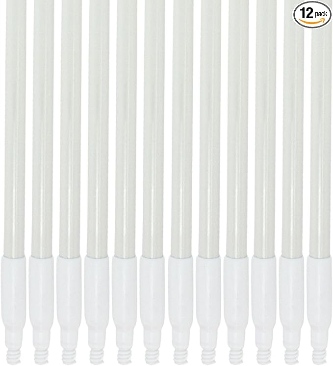 SPARTA Fiberglass Broomstick Replacement Broom Handle with Acme Threaded Tip for Industrial Cleaning Tools Fiberglass 60 Inches White (Pack of 12)