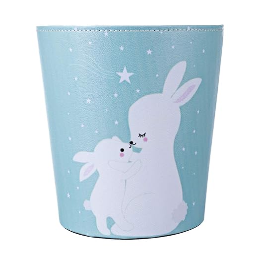 10L/2.64 Gallon Trash Can Decorative Waste Basket PU Leather Waste Paper Basket Waterproof Garbage Can for Bathroom Bedroom Office Kitchen and Living Room - Mother Rabbit